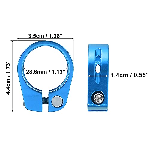 X AUTOHAUX 28.6mm Aluminium Alloy Bicycle Seat Post Clamp Seat Post Clip Blue - Image 3