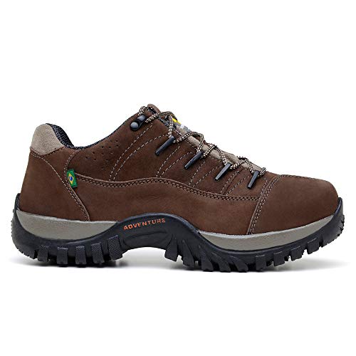 Tenis masculino adventure casual em couro. (39, Chocolate)