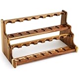 Yalikop Acacia Pipe Stand Holder for 16 Smoking Pipes, Acacia Double-layer Smoking Pipe Stand Rack Display, Smoker Gifts Accessories for Enthusiasts Father Friends Christmas