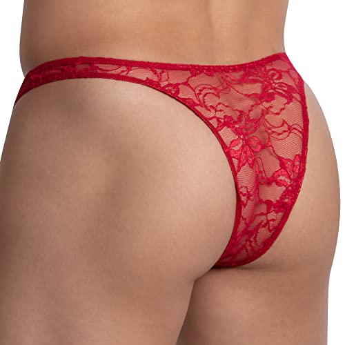 Secret Male Mens Sexy Casual Sissy See Through Back Bikini Floral Thong Mesh G-String Lace Design Thong underwear2