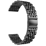 TiMOVO 22mm Metal Band Compatible with Samsung Galaxy Watch 3 45mm/Gear S3 Frontier/Classic/Huawei GT4 46mm/Garmin Vivoactive 4/Venu 2, Quick Release Stainless Steel Metal Straps for Women Men, Black
