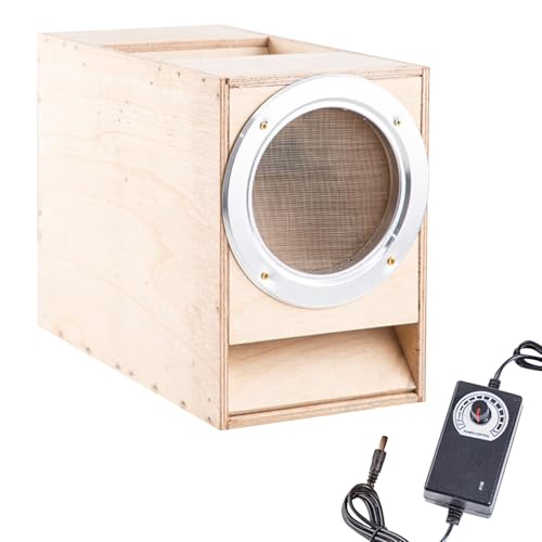 Generic Wind Sheller DIY Wooden Assembly Box with Filter Screen Grain Cleaning Thrower Bird Food Blowing Machine for Farm Household, Small