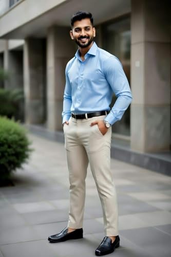 Image of Men's Formal Shirt and Trouser Combo Set | Slim Fit Stylish Office Wear | Premium Cotton Blend Shirt Pant Set for Men | Top & Bottom Clothing Set