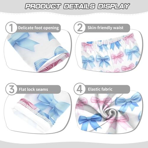 Girls Leggings Blue and Pink Bow Soft Toddler Leggings for Girls Kids Pants Size 4T-10T3