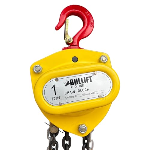 Image of BULLIFT Pro Line 1 Ton Heavy Duty Chain Block - 3 Meters Lift | Industrial Manual Chain Hoist for Workshop, Construction & Warehouse Use