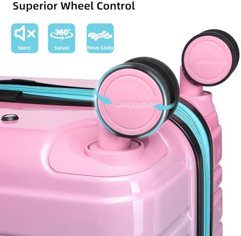 LARVENDER Carry on Luggage Sets 3 Piece, 20 Inch Suitcases, Cotton Candy - 5