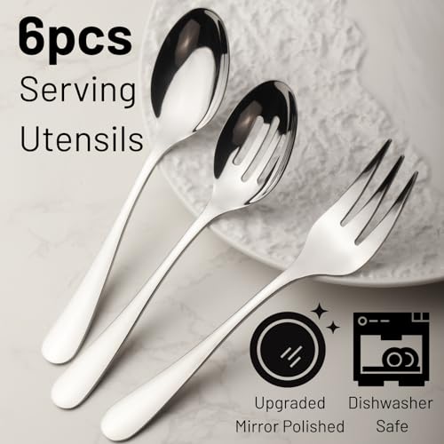 VIVANI 6-Piece Serving Spoons and Forks Set, 8.6 Inch Serving Utensils Set by VIVANI - Used condition - Image 3