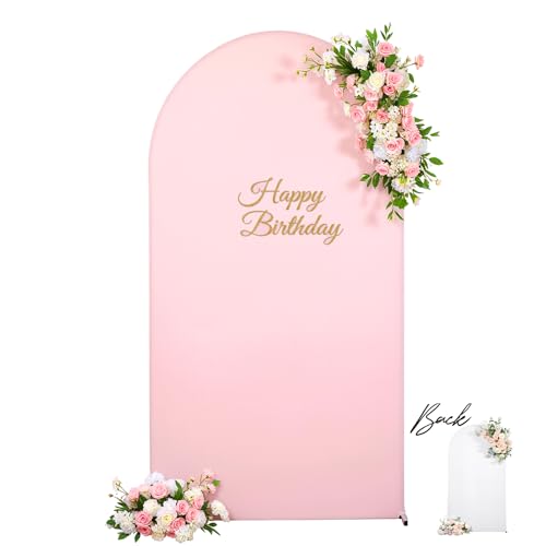 White and Pink Arch Backdrop Cover 7.2FT Wedding Arch Covers Stretchy Backdrop Birthday Party White Baby Pink Arch Cover Spandex Balloon Banquet Bridal Baby Shower Photo Background Decoration