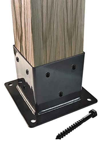 Tafeida 4X4 Post Base 4 Pcs. Black Powder Coated 4X4 Post Bracket & Anchor Post Base. Post Base With All Installation Accessories. 4X4 Post Base Upgrade Fence Post Anchor Used For Deck And Fences #TOP6