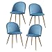 GrandCA HOME Set di 4 Sedie da Pranzo in Velluto, Sedie da Cucina Imbottite con Gambe in Metallo, per Soggiorno da Pranzo, Blu