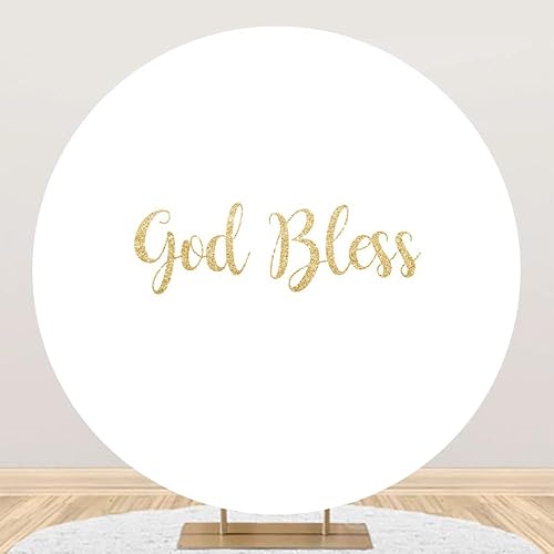 Miniatura 3 de Leyiyi Cubierta de fondo redonda blanca de poliéster para primera comunión, bautismo, bautizo, círculo blanco, fotografía, fondo para recién nacido,