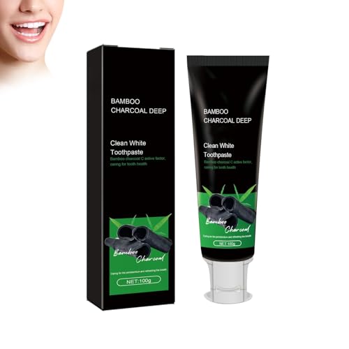 Wonsters Pasta dental con carbón activo, pasta dental blanqueadora con carbón de bambú, aliento fresco, eliminación de manchas en las encías
