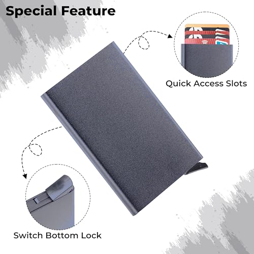 Image of Kraptick Metal Card Holder for Men and Women - RFID Blocking Aluminium Pop Up Card Organizer, Credit Cardholder, Card Case, Card Pouch (DMFP316)