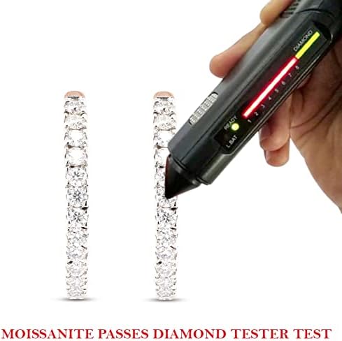 Vista 7 de SAVEARTH DIAMONDS Aretes de aro de diamantes de moissanita de talla redonda de 1 110 qt. t.w creados en laboratorio en oro de 14 quilates sobre