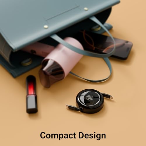 Image of Zebronics Type C - Type C Retractable Cable, 60 Watts, Upto 480Mbps Data Sync, Fast Charging, 1 M, Compatible with iPhone 15 & 16 Series, iPad, MacBook, Samsung, Android (Wattz 60RCC1, Black)