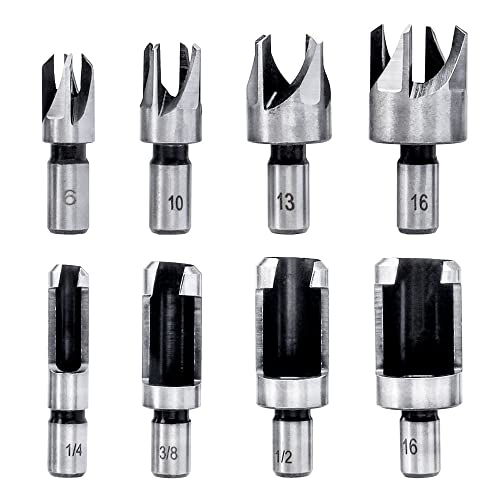Mesee 8 Pièces Fraises à Bouchonner Bois Mèche de Bouchon Bois en Acier au Carbone Foret à Griffe Outil de Coupe Wood Plug Cutter Drill Bits...