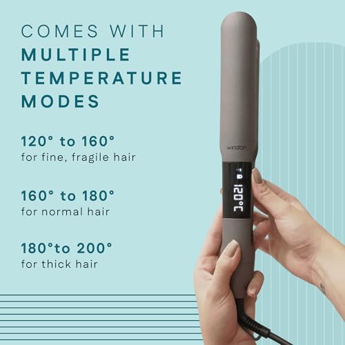 Image of WINSTON Hair Straightener with Titanium Ceramic Plates, Adjustable Temperature Auto Shut-Off, Digital Display, All Hair Type - 1 Year Warranty