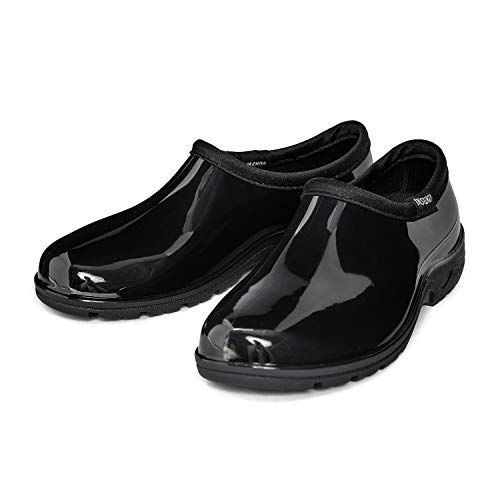 Image of DKSUKO Women's Waterproof Garden Shoes, Slip-On Outdoor Clogs Rain Shoes | Easy-rinse PVC upper, cushioned insole, and grippy tread for wet grass, muddy yards, dog walks, and coop chores