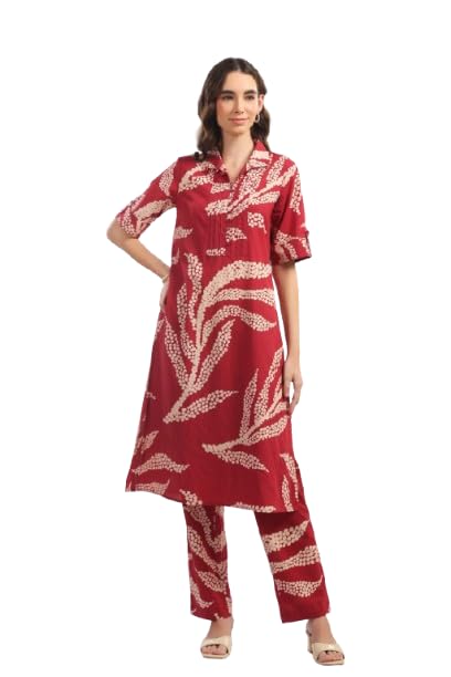 jisora Women's Maroon Printed Cotton Co-ord Set-picture-10