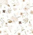 HueBurst 17.3"x118" Removable Wallpaper Peel and Stick Vinyl White Brown Autumn Floral and Leaf Wallpaper Boho Self Adhesive Contact Paper for Girls Bedroom Furniture Decor