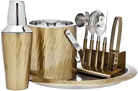 Godinger 9 Piece Barware Set, Aztec Gold