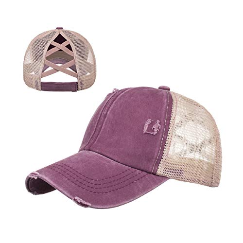 Criss Cross Hat Womens Baseball Cap Dad Hat Ponytail Messy Bun Trucker Ponycap