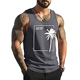 MYHALF Mens Tank Tops Beach Summer Sleeveless Shirts Graphic Palm Tree Vacation Tanks Muscle Gym Tank Top Grey