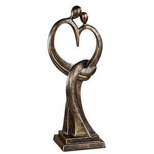 Touch of Class Everlasting Love Sculpture Bronze One Size, Crafted from Resin, Measures 20 inches in Height – Modern Decorative Sculptures for Table, Wedding, Anniversary – Sign of I Love You Statue