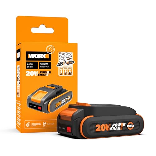 WORX WA3639 Original PowerShare Akku 20V - 2000mAh Li-Ion, wiederaufladbarer - kompakter Akku mit höher Sicherheit &...