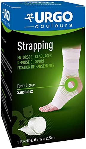Urgo - Strapping - Bande élastique adhésive - Contention / Fixation de pansements - 1 bande 2,5mx8cm