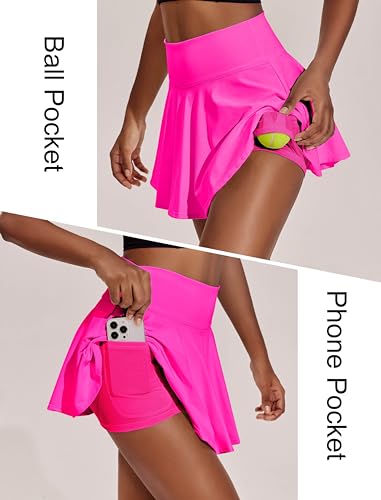 Image of PINSPARK Womens Tennis Skirt Pleated Athletic Skirts with Pockets Shorts High Waisted Golf Skort for Workout Pickleball