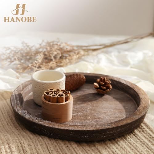 Hanobe Bandeja de Madera para portavelas: Placa Redonda Decorativa para Velas, Centro de Mesa de Granja, bandejas de Madera rústica, para Navidad, Boda, Halloween, decoración del hogar - imagen 7
