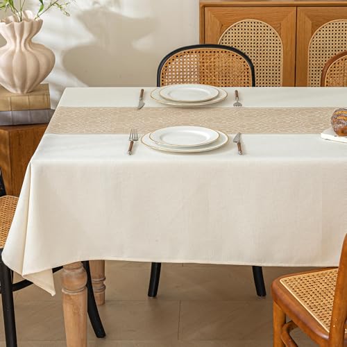 Linen Tablecloths for Rectangle Tables,Fabric Tablecloth Advanced Waterproofing Technology for Dinningroom,Farmhouse