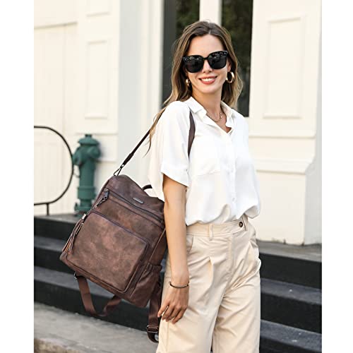 Image of Backpack Purse for Women Fashion Leather Designer Travel Large Ladies Shoulder Bags with Tassel