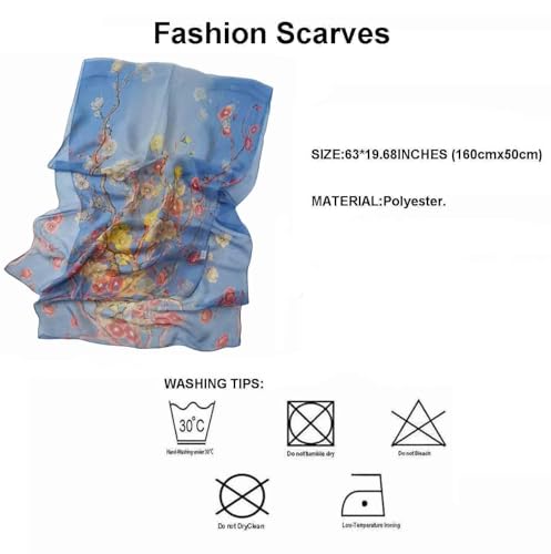 Image of Pokeedioty Scarfs for Women Lightweight Scarves Elegant Floral Pattern Sheer Scarfs Shawls Wraps