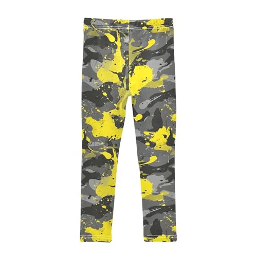 Yellow Splash Camo Girls Leggings Soft Stretch Workout Yoga Dance Pants for Kids Casual Tights2