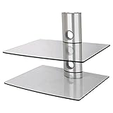 [page_title]-NEG Multimedia TV-Rack Suspender 502S (Silber) mit 2 Glas-Ablagen und Kabelmanagement-System