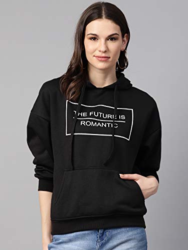 Image of pluss Women Black Solid Hood(LSWFS8642-BLACK)