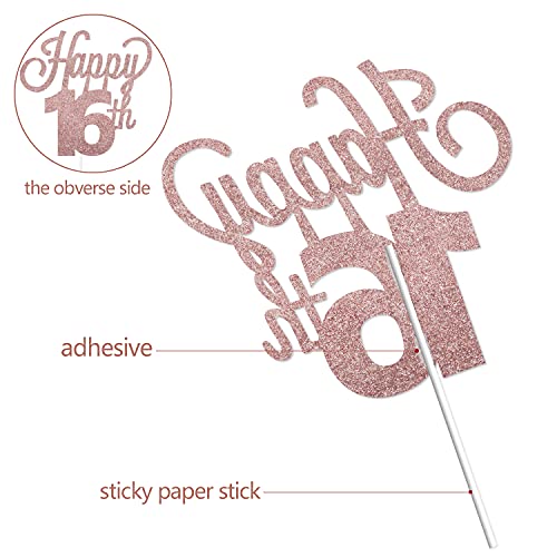Lingteer Happy 16Th Birthday Cake Topper - Cheers To 16Th Birthday Sixteen Years Old Birthday Party Cake Decorations Sign. #TOP1