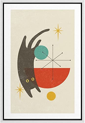 Woodrose Framed Canvas Print Wall Art Geometric Symbol Cartoon Black