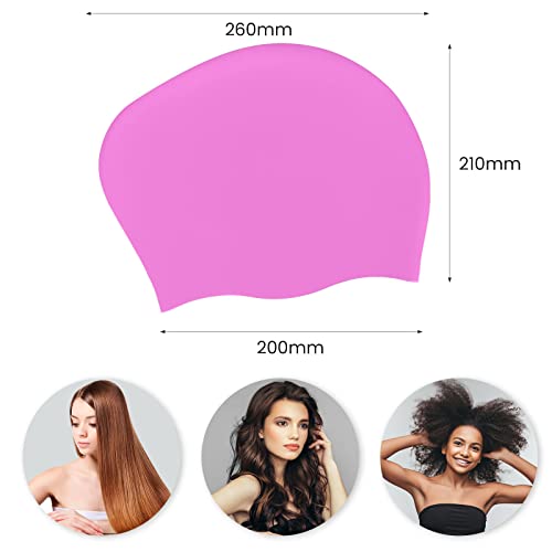 SUSNUAN Swimming Cap for Women and Men Large Swimming Cap for Long hair Waterproof Silicone Swimming Hat for Long Hair Adult Swimming Hat Swim Cap Pink 21*26CM - Image 4