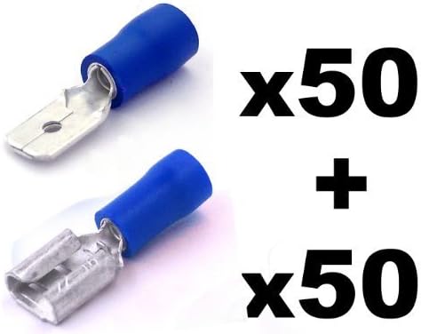 Blue Spade Terminals 100pcs - 1.1mm to 2.6mm² / 16-14awg - Safety Approved