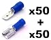 Produktbild 100 x KAUSCHE ELECTRIQUE Flache 6.3 mm Blaue  50 x Male und 50 x Buchsen (für Sohn bis 1.1 mm to 2.6 mm²)  Kostenloser Versand.