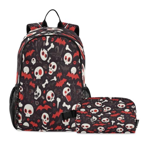 Sac à dos étudiant crâne pour le collège et son sac isotherme repas assorti