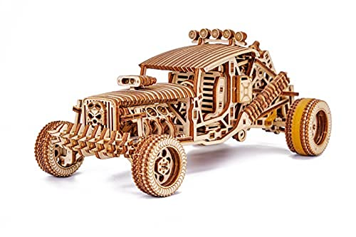 Wood Trick Mad Buggy Car 3D Wooden Puzzle for Adults and Kids to Build - Rides up to 25 feet - Detailed and Sturdy Design - Wooden Model Car Kit to Build