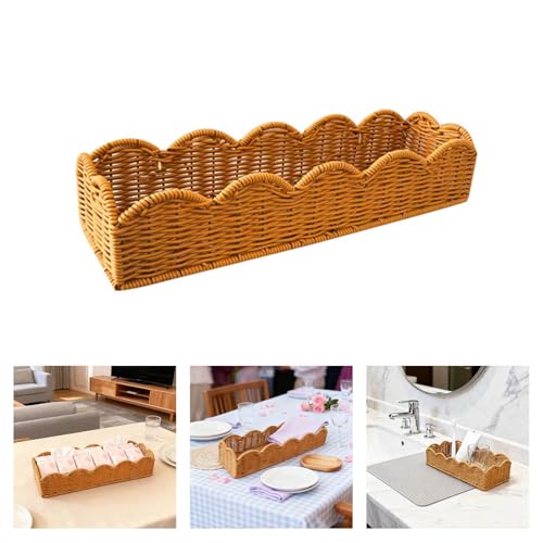 Panier de rangement rectangulaire aspect rotin facile à utiliser et léger