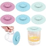 6 tapas reutilizables, tapas de yogur 10,4 x 10,4 cm, tapas de silicona para...