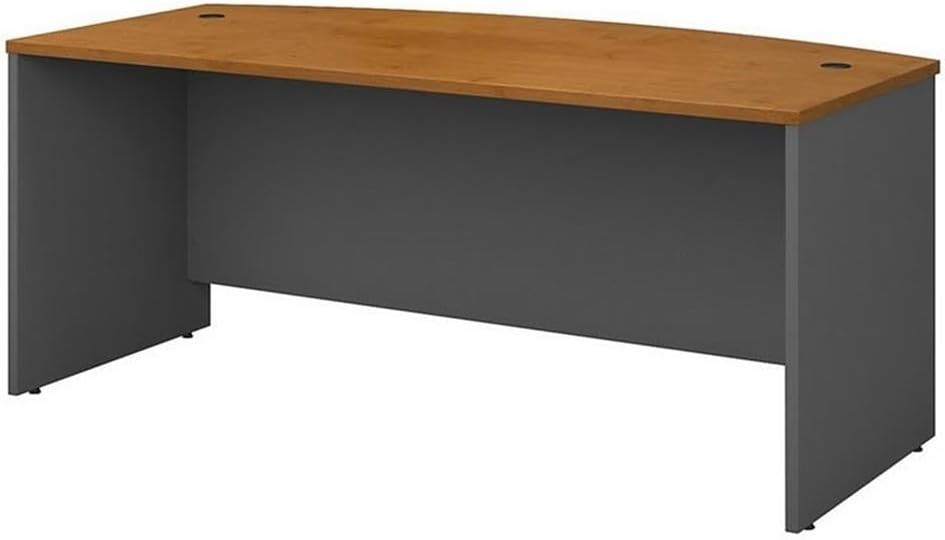 Bush Business Furniture Series C 72W x 36D Bow Front Desk in Natural Cherry