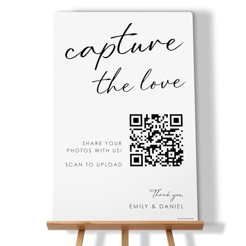 Big Dot of Happiness Personalized Wedding Photo QR Code Upload Sign, Add Custom Names, Capture the...