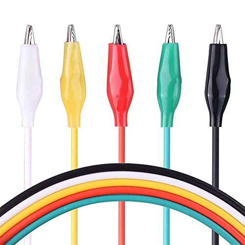 Image of 20 Pcs (20 inch) Alligator Clip Wires, 5-Color Test Leads with Crocodile Clip, Stamping Jumper Wires for Electrical Test, Circuit Connection, Experiment